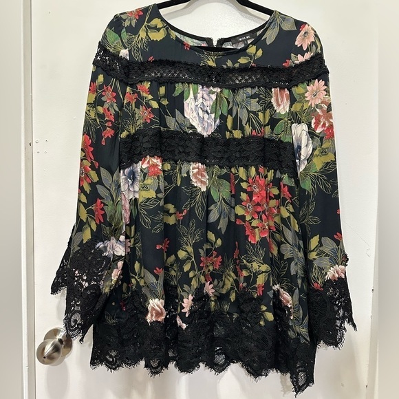 Miss Me Black Lace Bohemian Oversized Top Sz L - Picture 1 of 9
